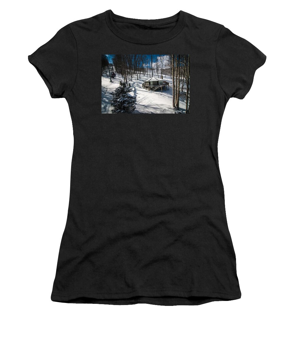 People Women's T-Shirt featuring the photograph At The Ski Resort by Alex Grichenko