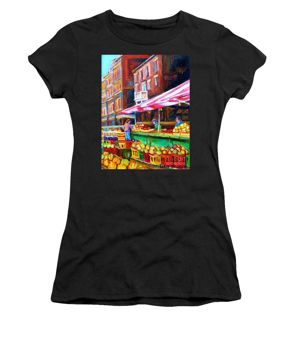 Atwater Market Women's T-Shirt featuring the painting Atwater Market  by Carole Spandau