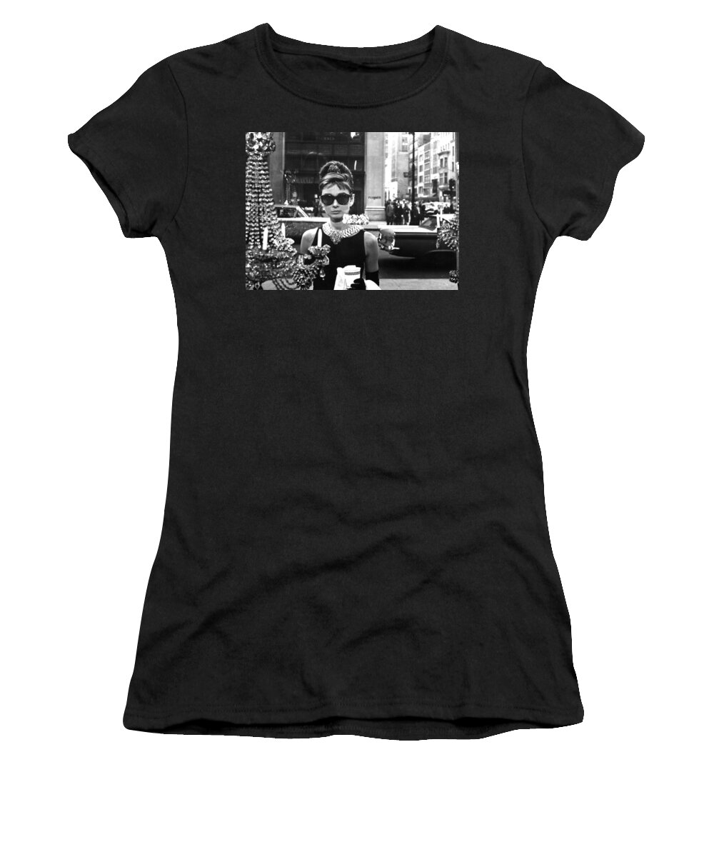 Audrey Hepburn Women's T-Shirt featuring the digital art Audrey Hepburn Breakfast at Tiffany's by Audrey Hepburn