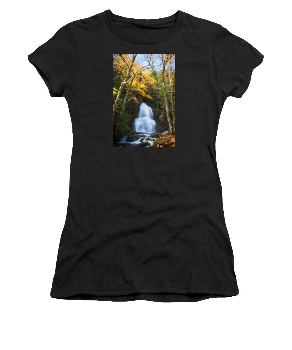 Granville Vermont Women's T-Shirt featuring the photograph Autumn at Moss Glenn falls by Jeff Folger
