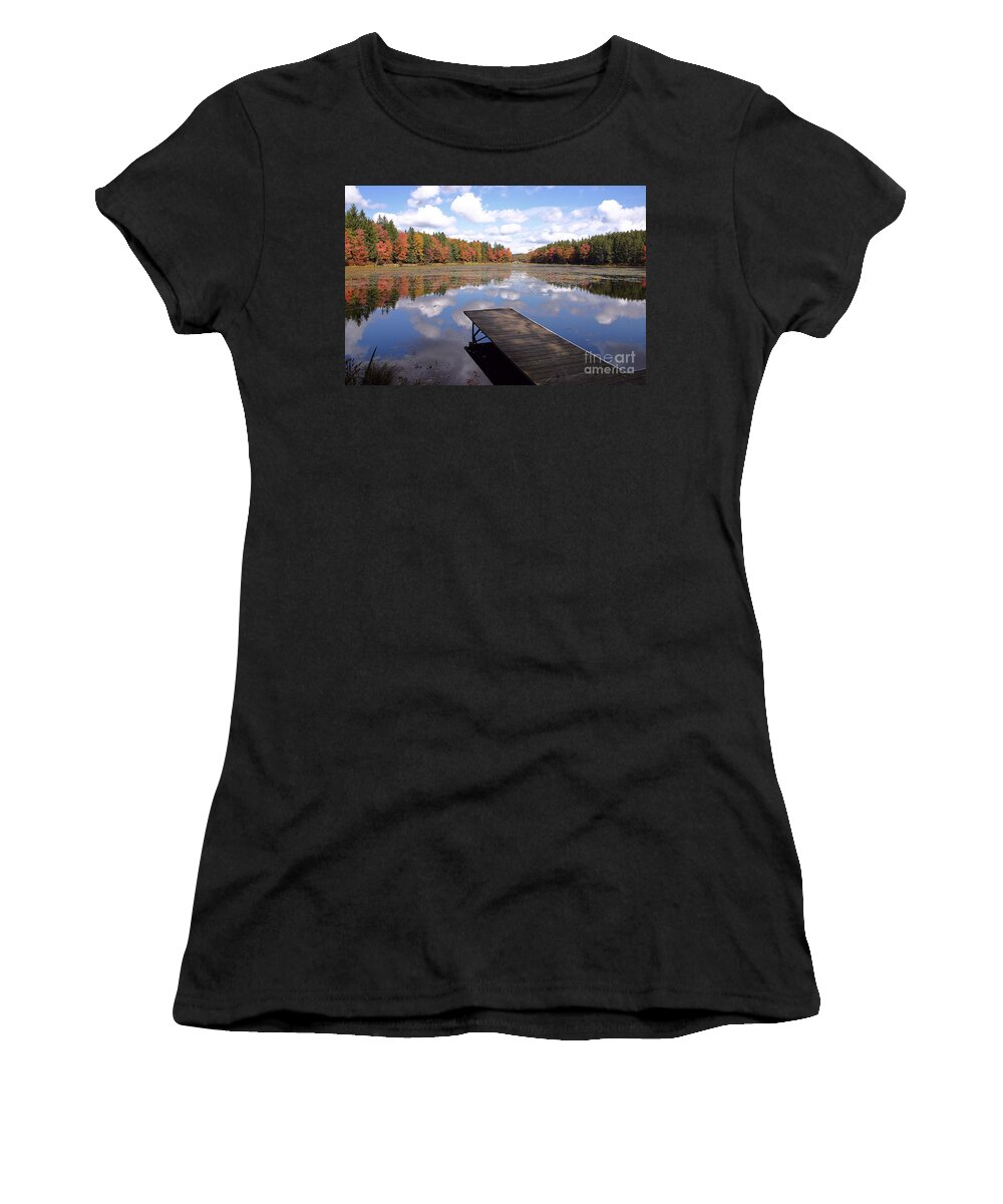 Autumn Women's T-Shirt featuring the photograph Autumn Dock by David Rucker
