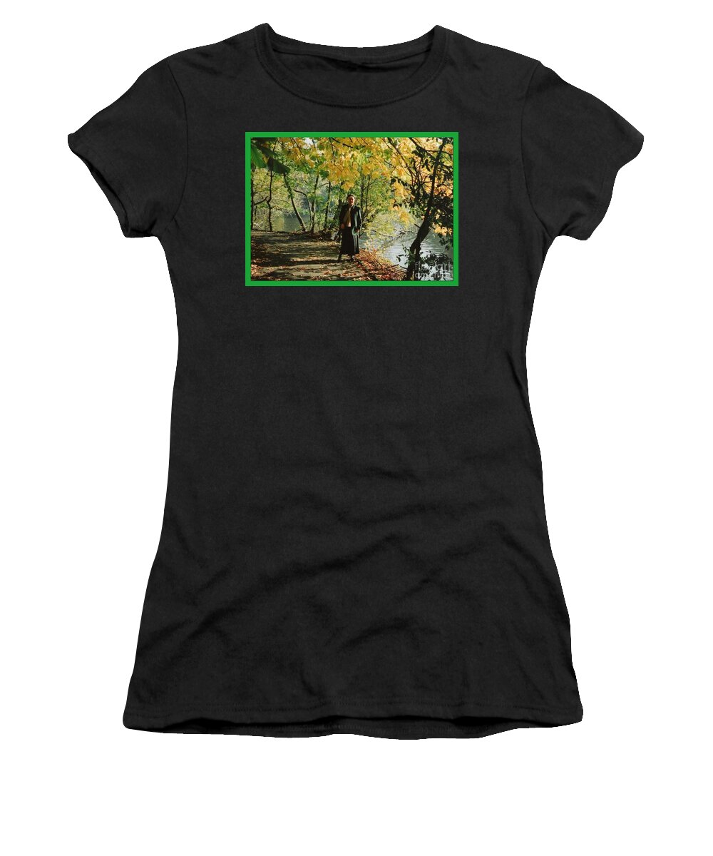 Hesketh Park Women's T-Shirt featuring the photograph Autumn Glory at The Lakeside by Joan-Violet Stretch