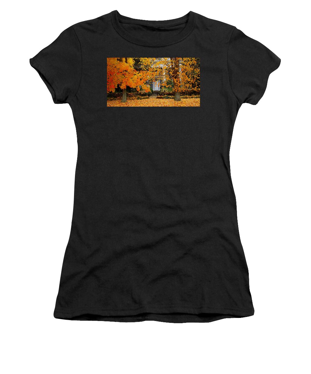 Fine Art Women's T-Shirt featuring the photograph Autumn Homecoming by Rodney Lee Williams