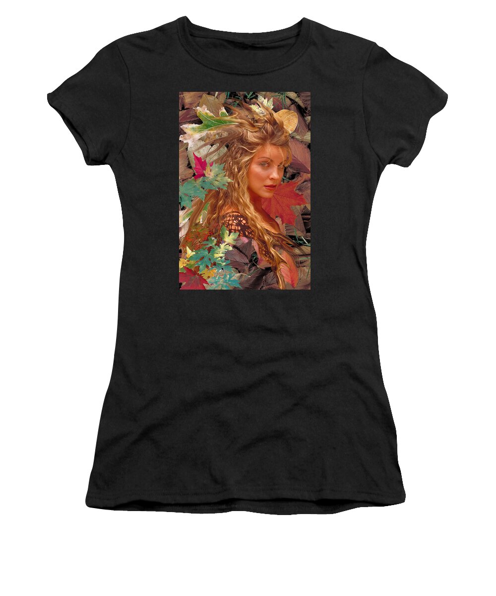 Autumn Women's T-Shirt featuring the digital art Autumn Lady by Lisa Yount