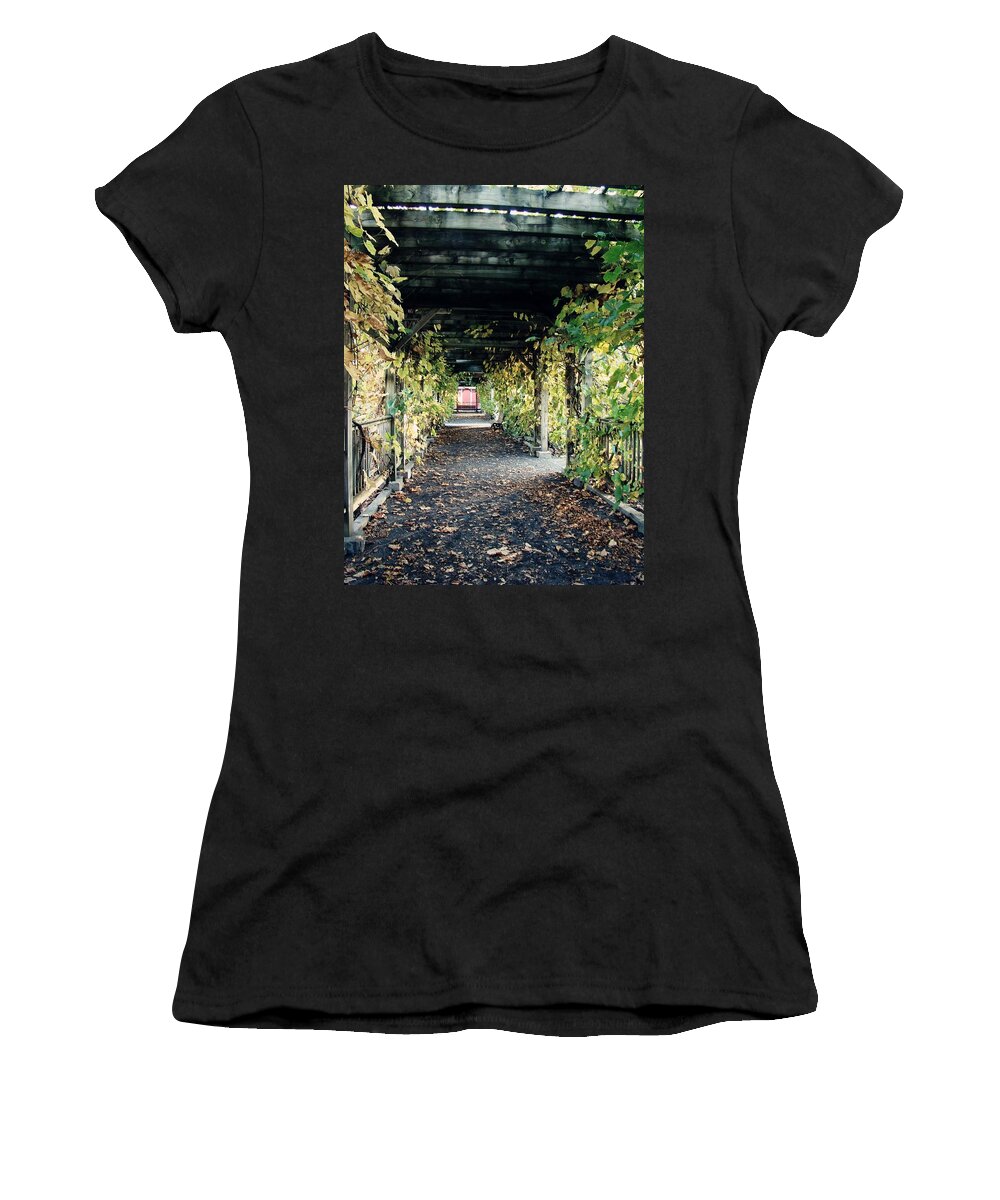 Tunnel Women's T-Shirt featuring the photograph Autumn Pergola by Zinvolle Art