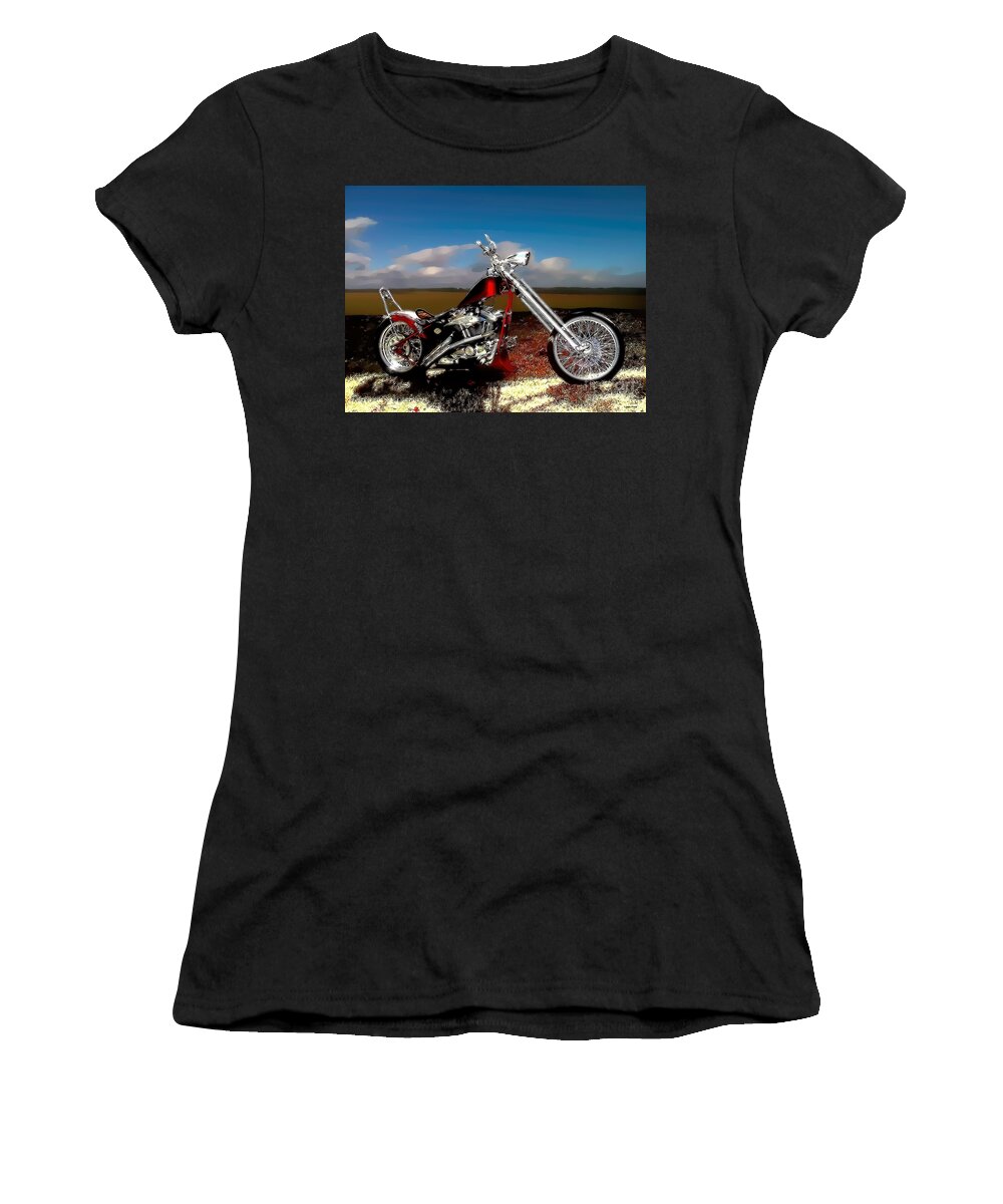 Morotcycle Women's T-Shirt featuring the photograph Aztec Rest Stop by Lesa Fine