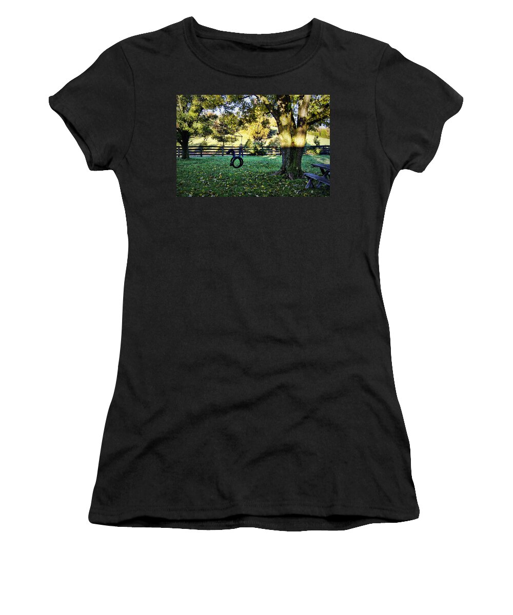 Backyard Women's T-Shirt featuring the photograph Backyard Retreat by Cricket Hackmann