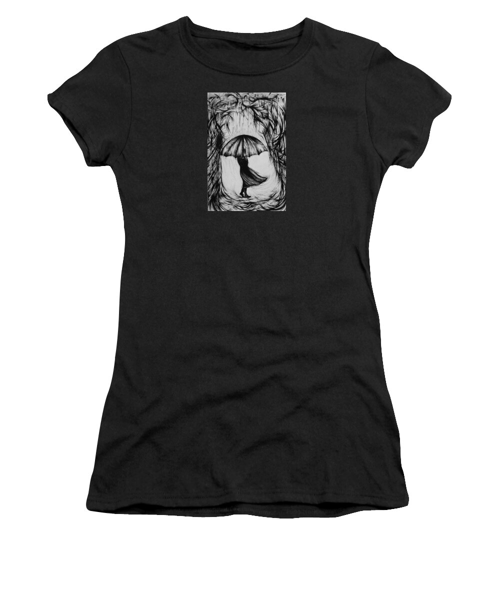 Pen And Ink Women's T-Shirt featuring the drawing Bad Mood II by Anna Duyunova