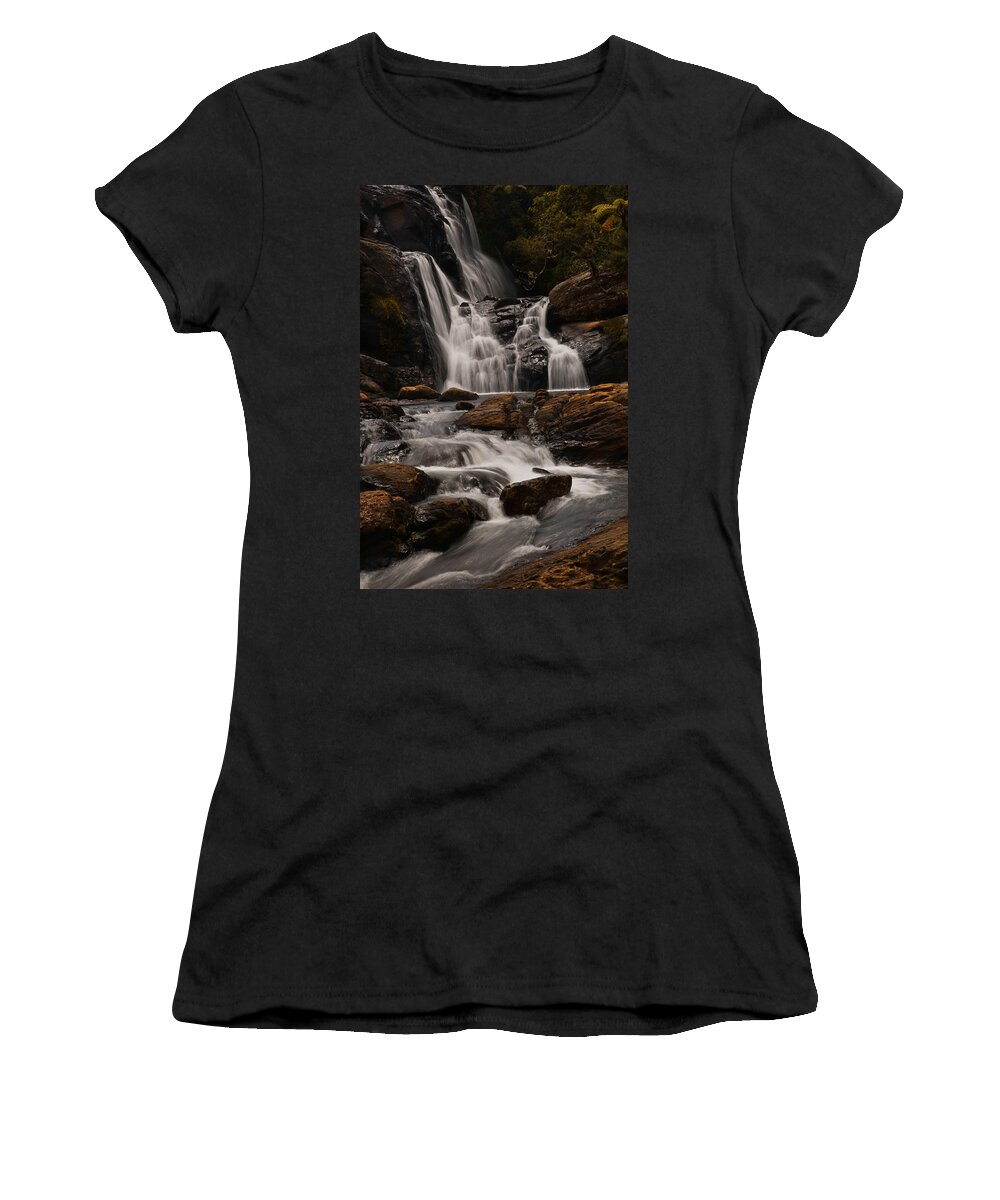 Lanscape Women's T-Shirt featuring the photograph Bakers Fall. Horton Plains National Park. Sri Lanka by Jenny Rainbow