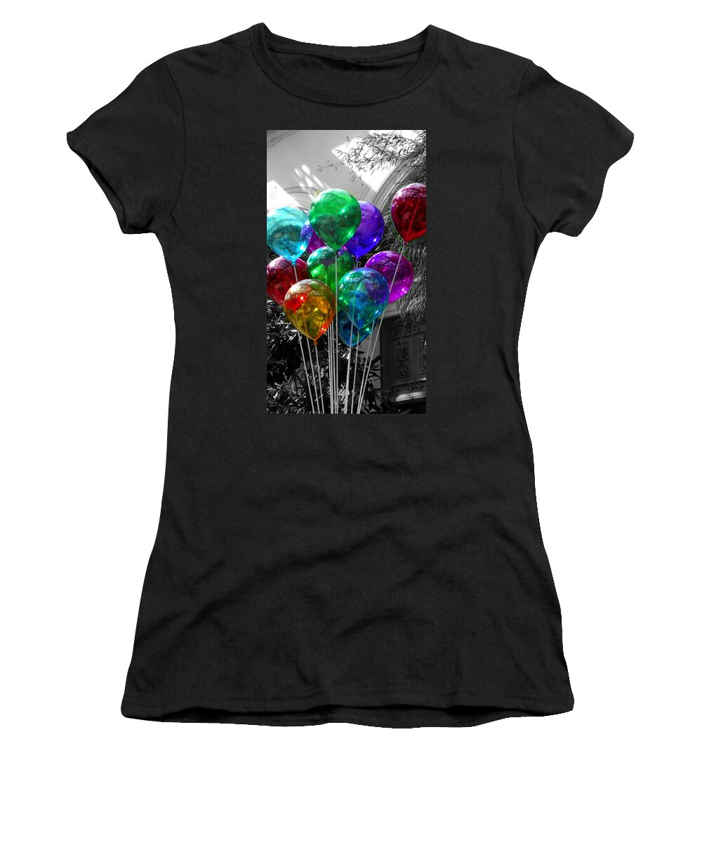 Balloons Women's T-Shirt featuring the photograph Balloons in Color by Marisela Mungia