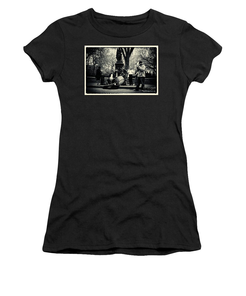 Filmnoir Women's T-Shirt featuring the photograph Band on Union Square New York City by Sabine Jacobs