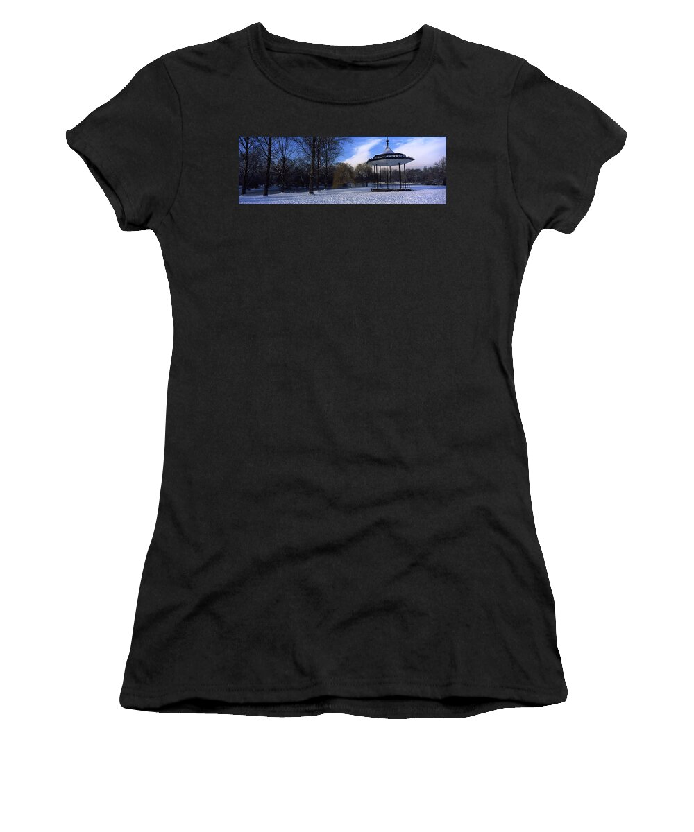 Photography Women's T-Shirt featuring the photograph Bandstand In Snow, Regents Park by Panoramic Images