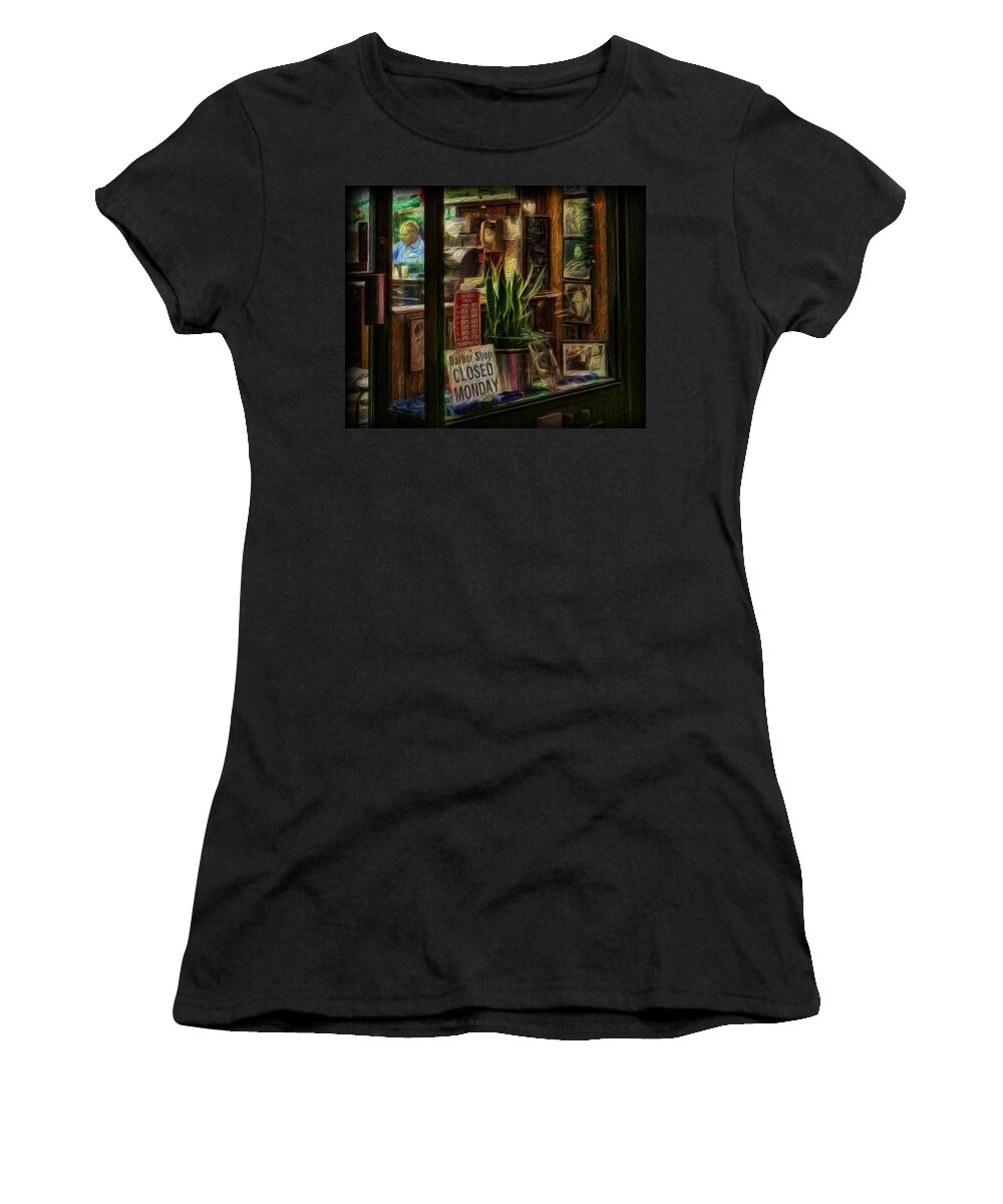 Barber Women's T-Shirt featuring the photograph Barber - Closed Mondays II by Lee Dos Santos