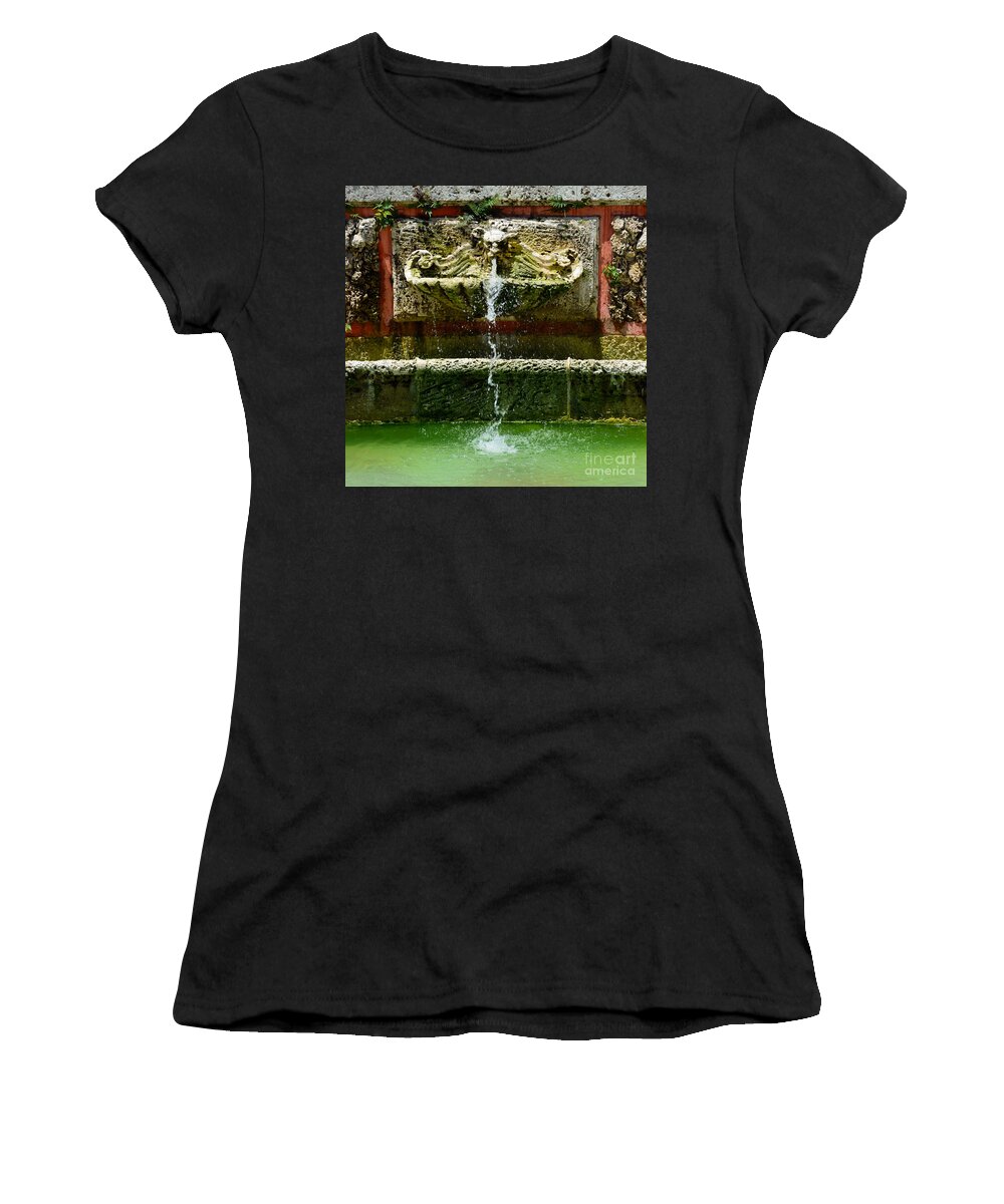 Vizcaya Women's T-Shirt featuring the photograph Baroque Coral Fountain at Vizcaya Estate Museum in Coconut Grove Miami Florida Square Format by Shawn O'Brien