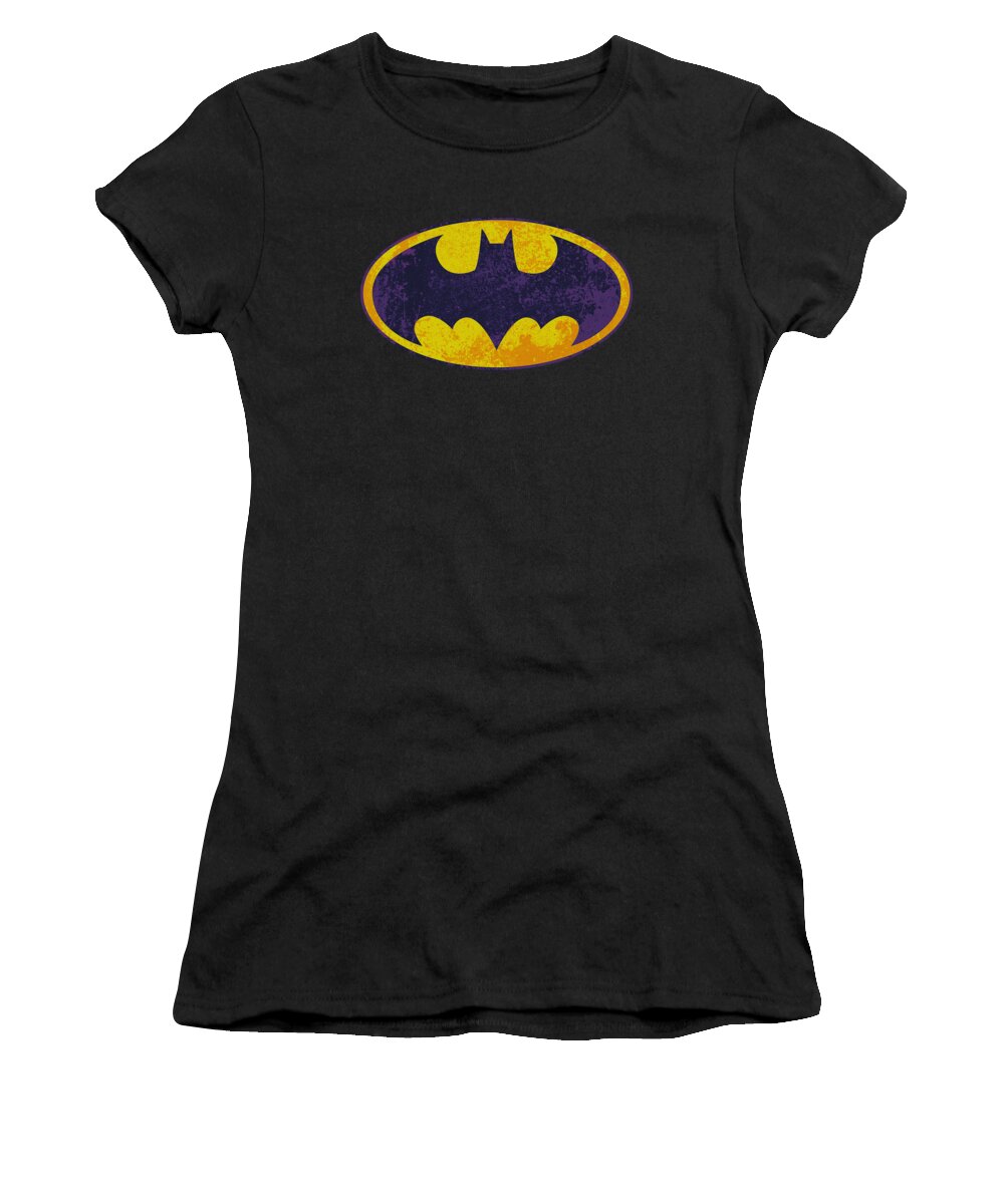  Women's T-Shirt featuring the digital art Batman - Bm Neon Distress Logo by Brand A