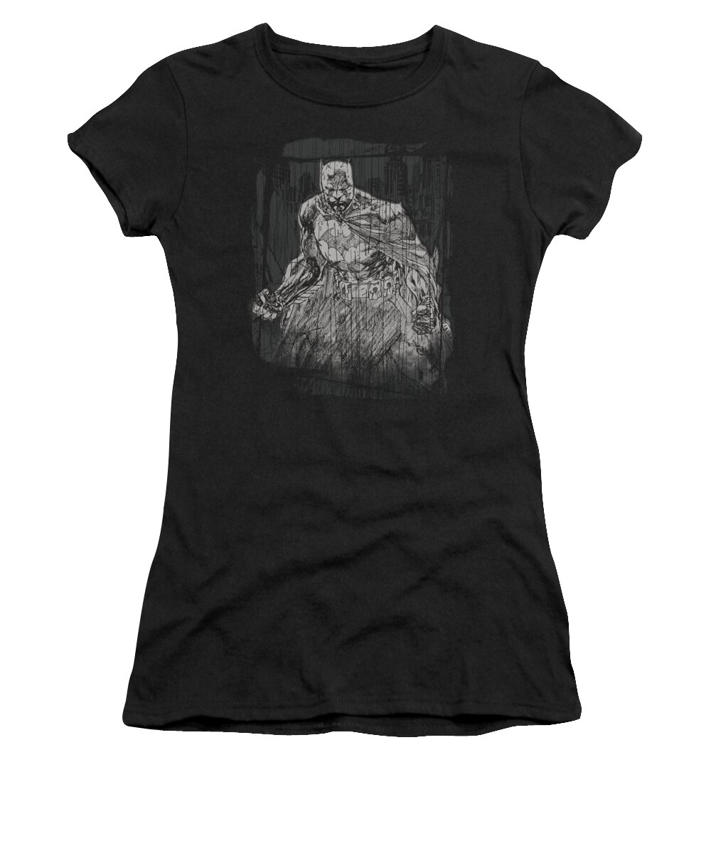 Batman Women's T-Shirt featuring the digital art Batman - Pencilled Rain by Brand A