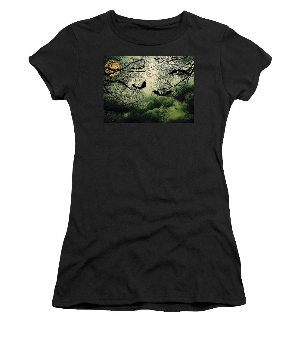 Abstract Women's T-Shirt featuring the photograph Bats From Hell by Barbara S Nickerson