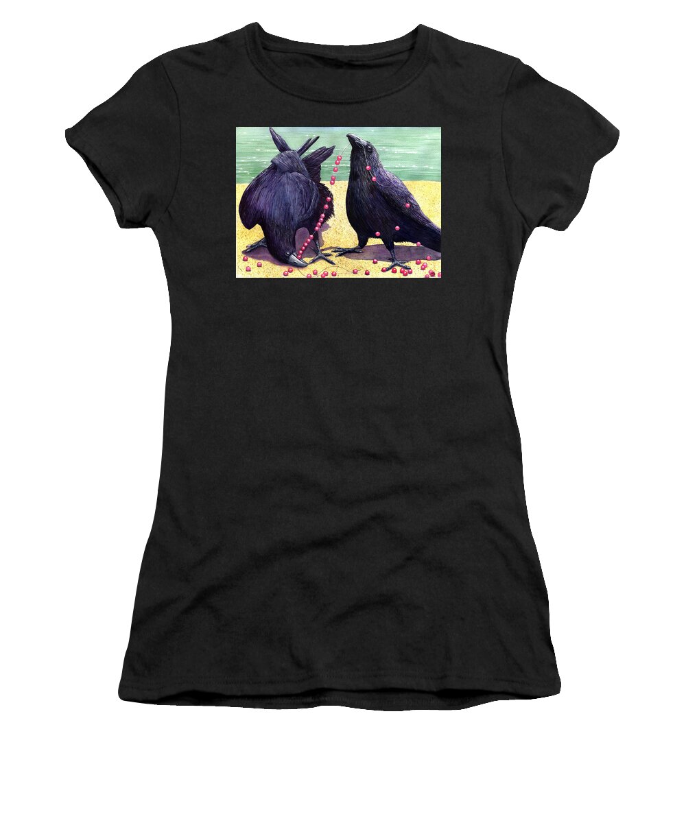 Raven Women's T-Shirt featuring the painting Baubles by Catherine G McElroy