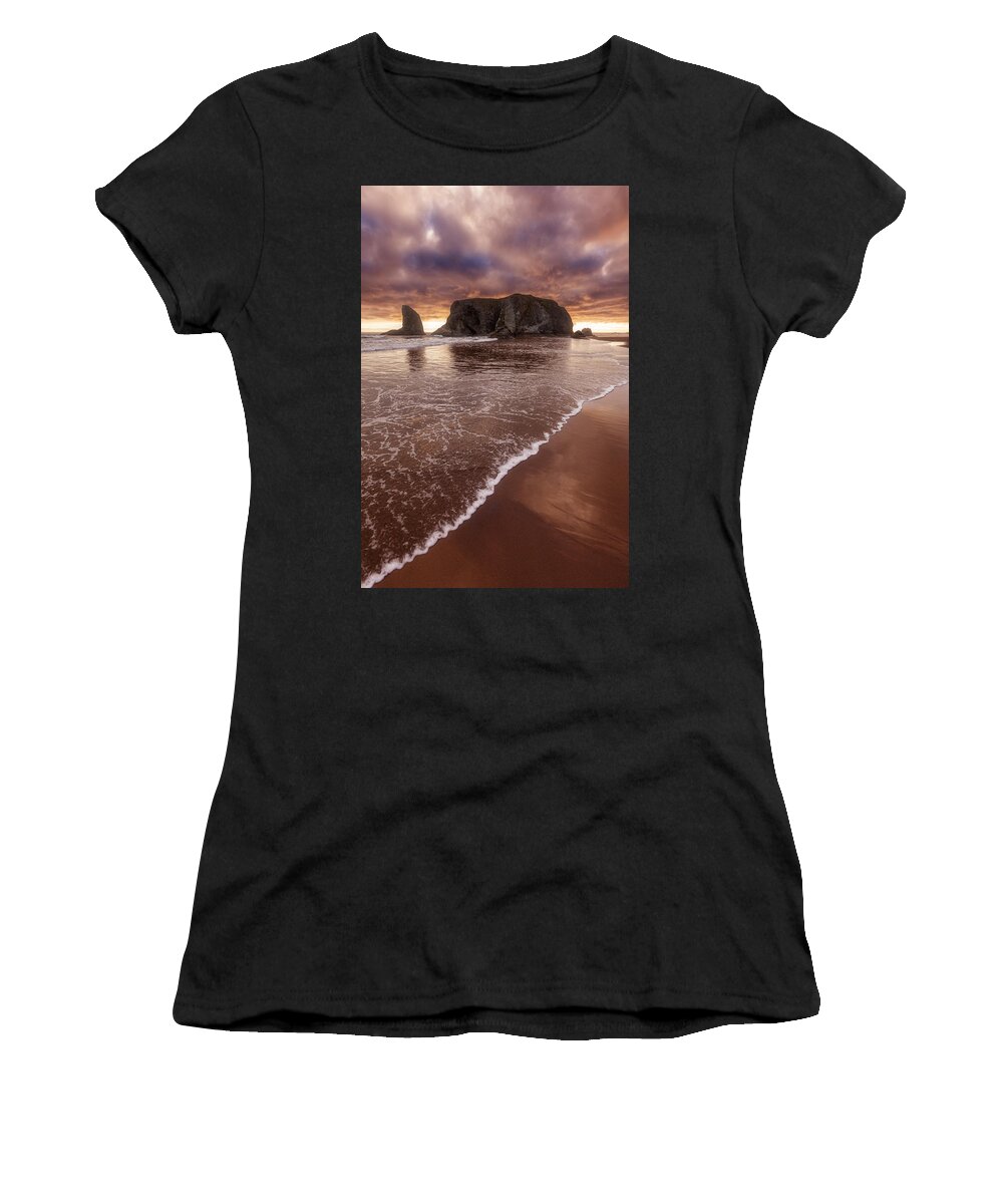 Bandon Women's T-Shirt featuring the photograph Beachwalk by Darren White
