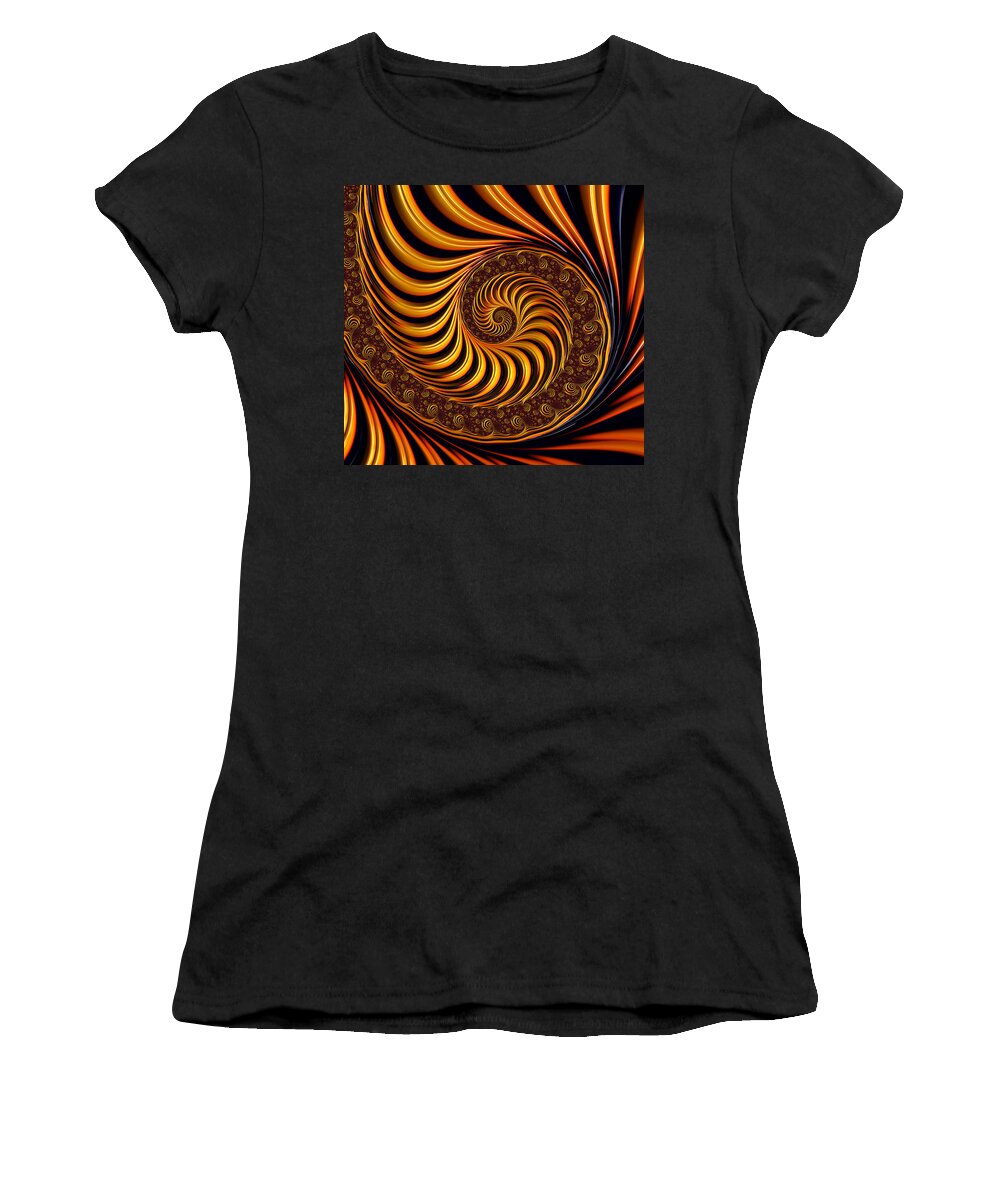 Fractal Women's T-Shirt featuring the digital art Beautiful golden fractal spiral artwork by Matthias Hauser