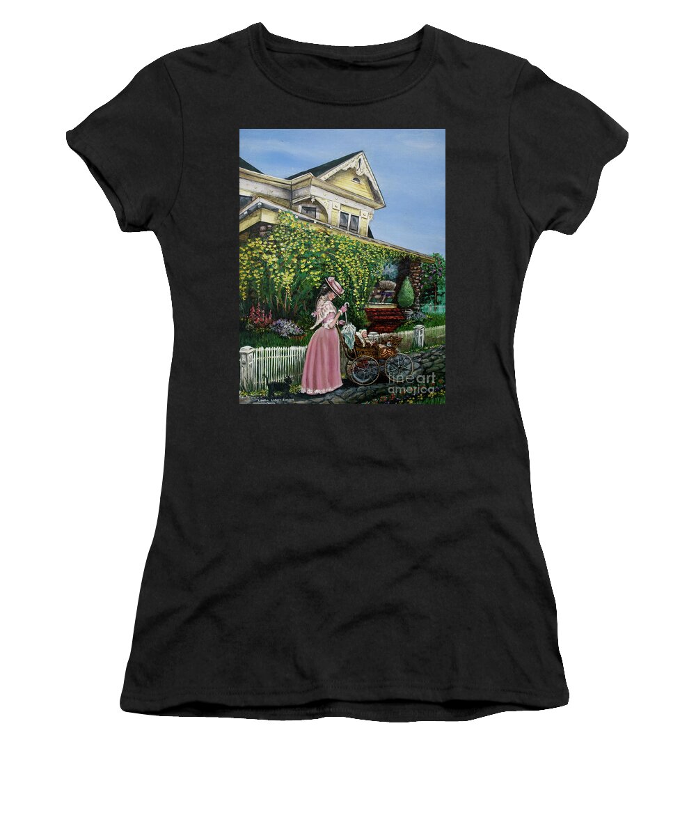 House Women's T-Shirt featuring the painting Behind the Garden Gate by Linda Simon