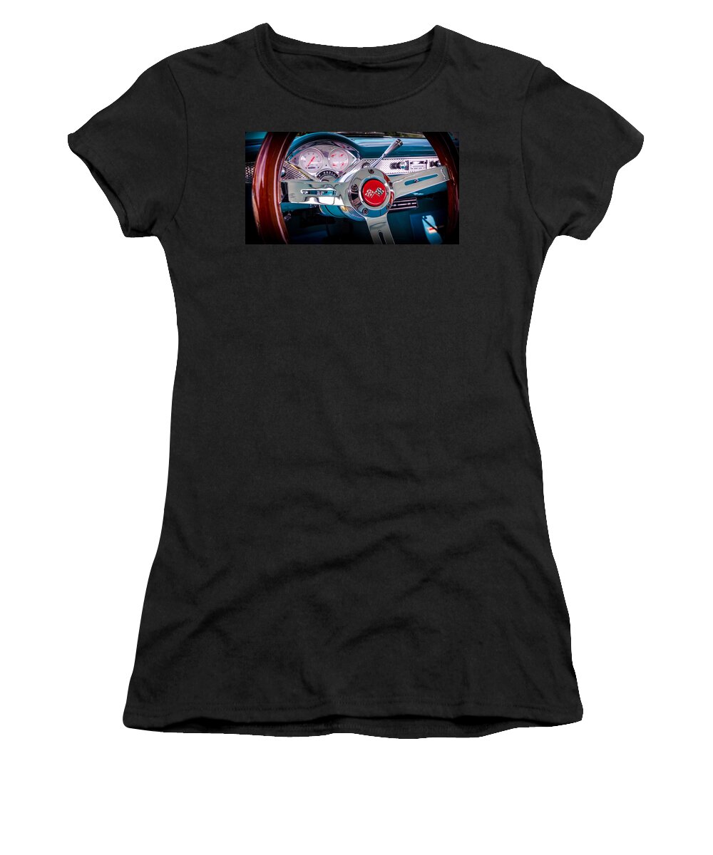 Chevrolet Bel Air Women's T-Shirt featuring the photograph Bel Air Wheel and Dash by David Morefield