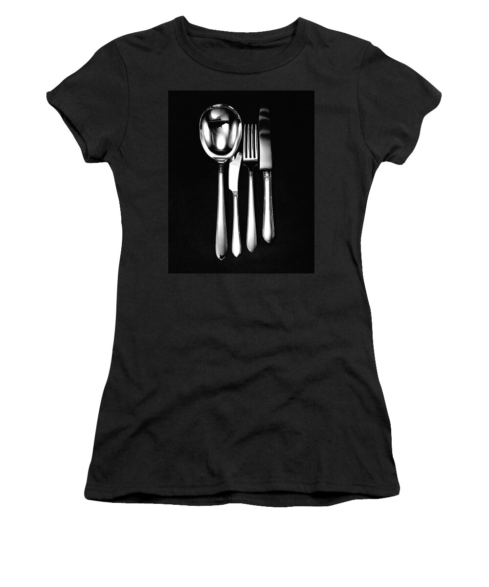 Home Accessories Women's T-Shirt featuring the photograph Berkeley Square Silverware by Martin Bruehl