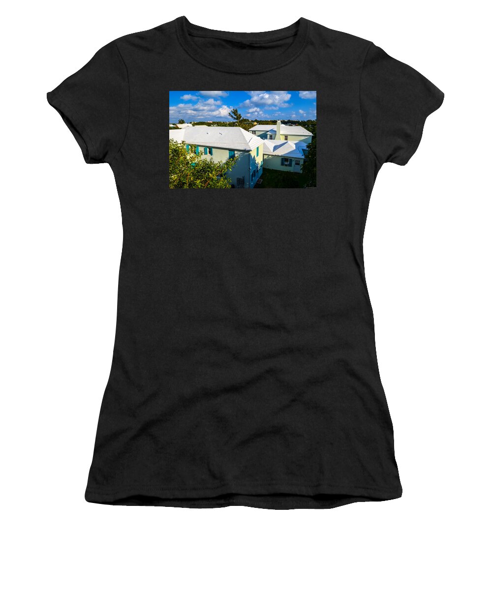 Bermuda Women's T-Shirt featuring the photograph Bermuda Zig-Zag Rooftops by Jeff at JSJ Photography