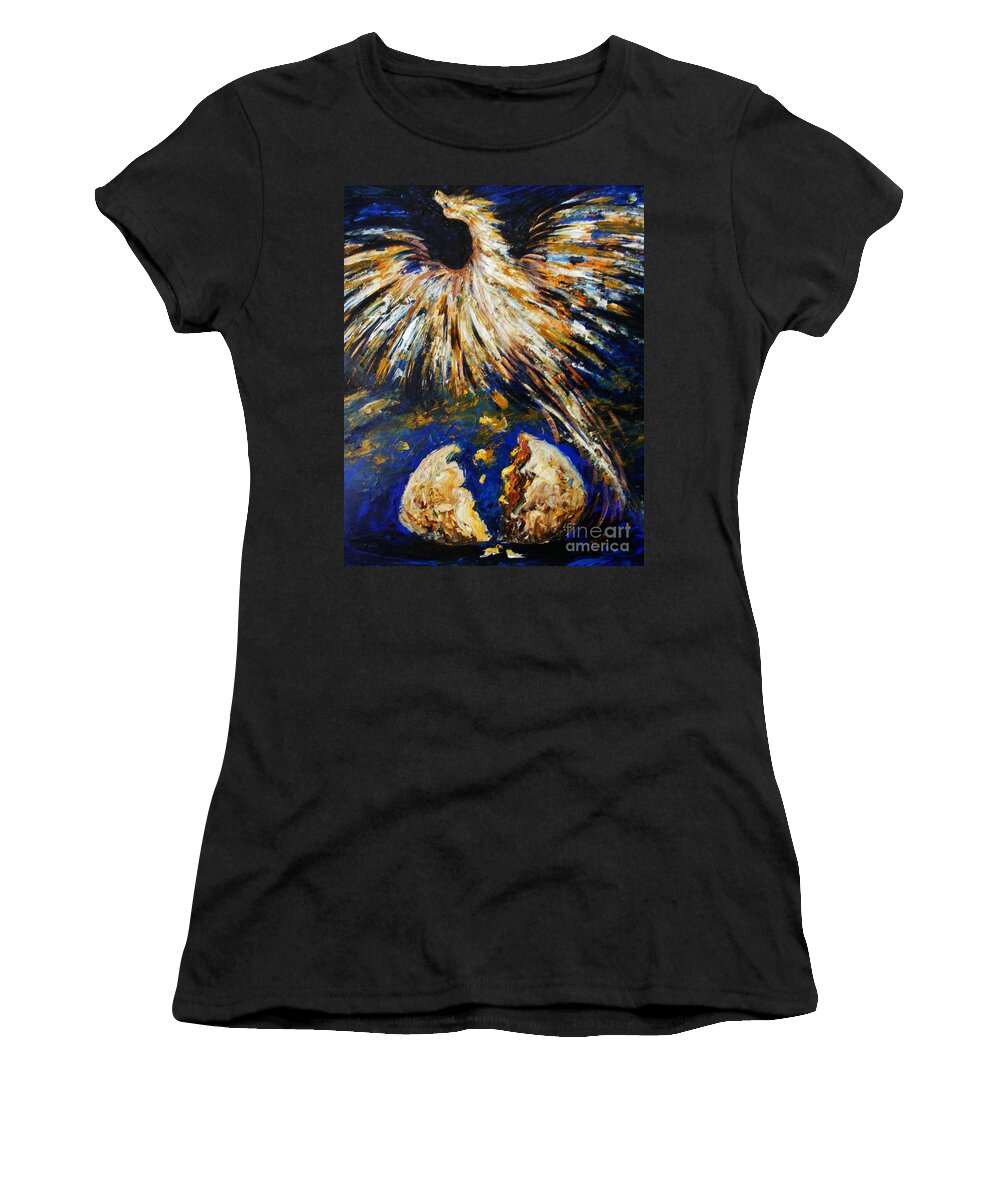 Egg Women's T-Shirt featuring the painting Birth of the Phoenix by Karen Ferrand Carroll