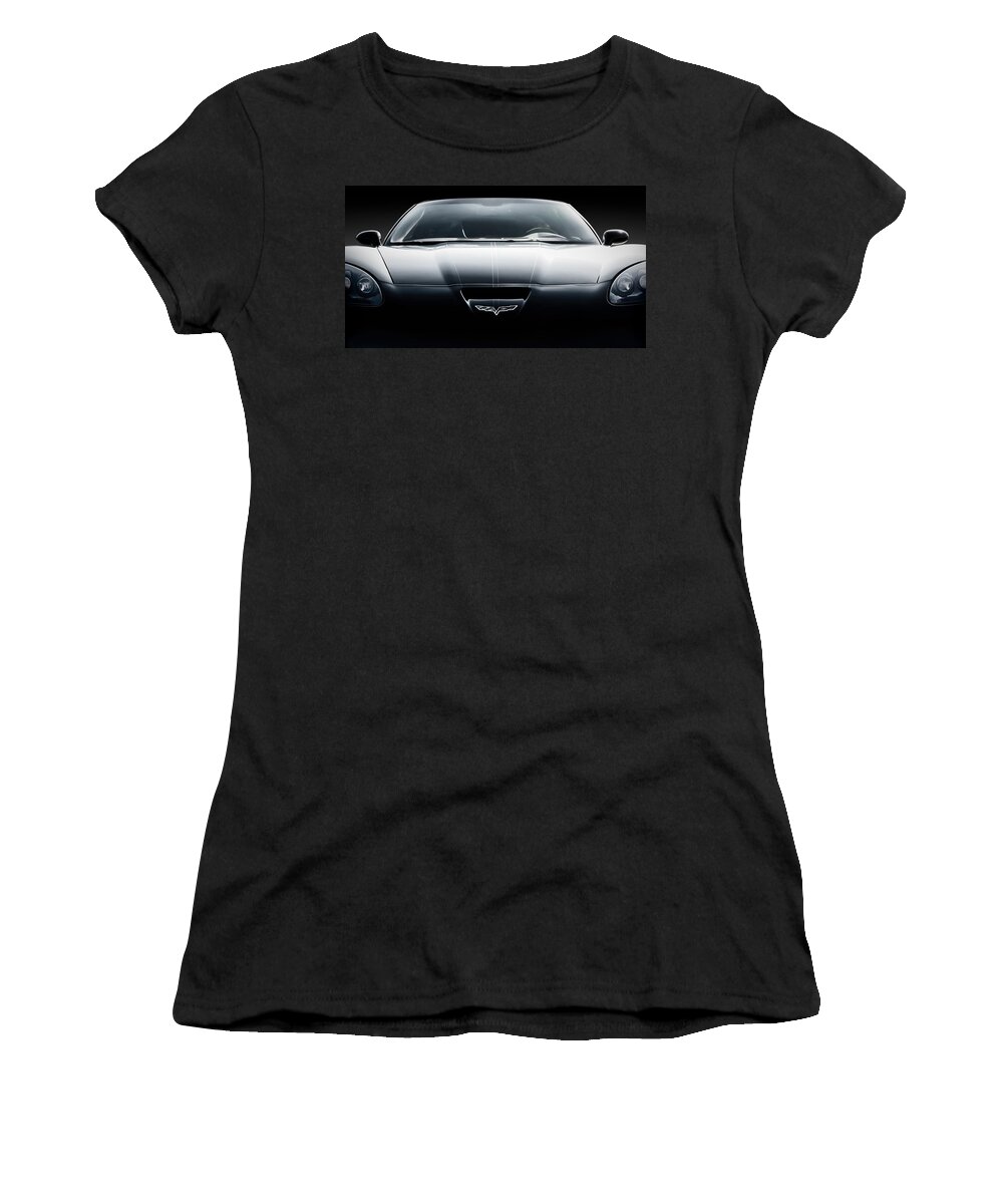 Black Women's T-Shirt featuring the digital art Black Grand Sport Corvette by Douglas Pittman