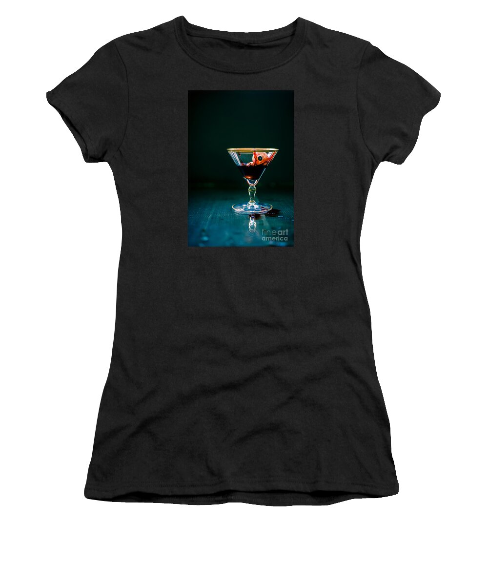 Eyeball Women's T-Shirt featuring the photograph Bloody eyeball in martini glass by Edward Fielding