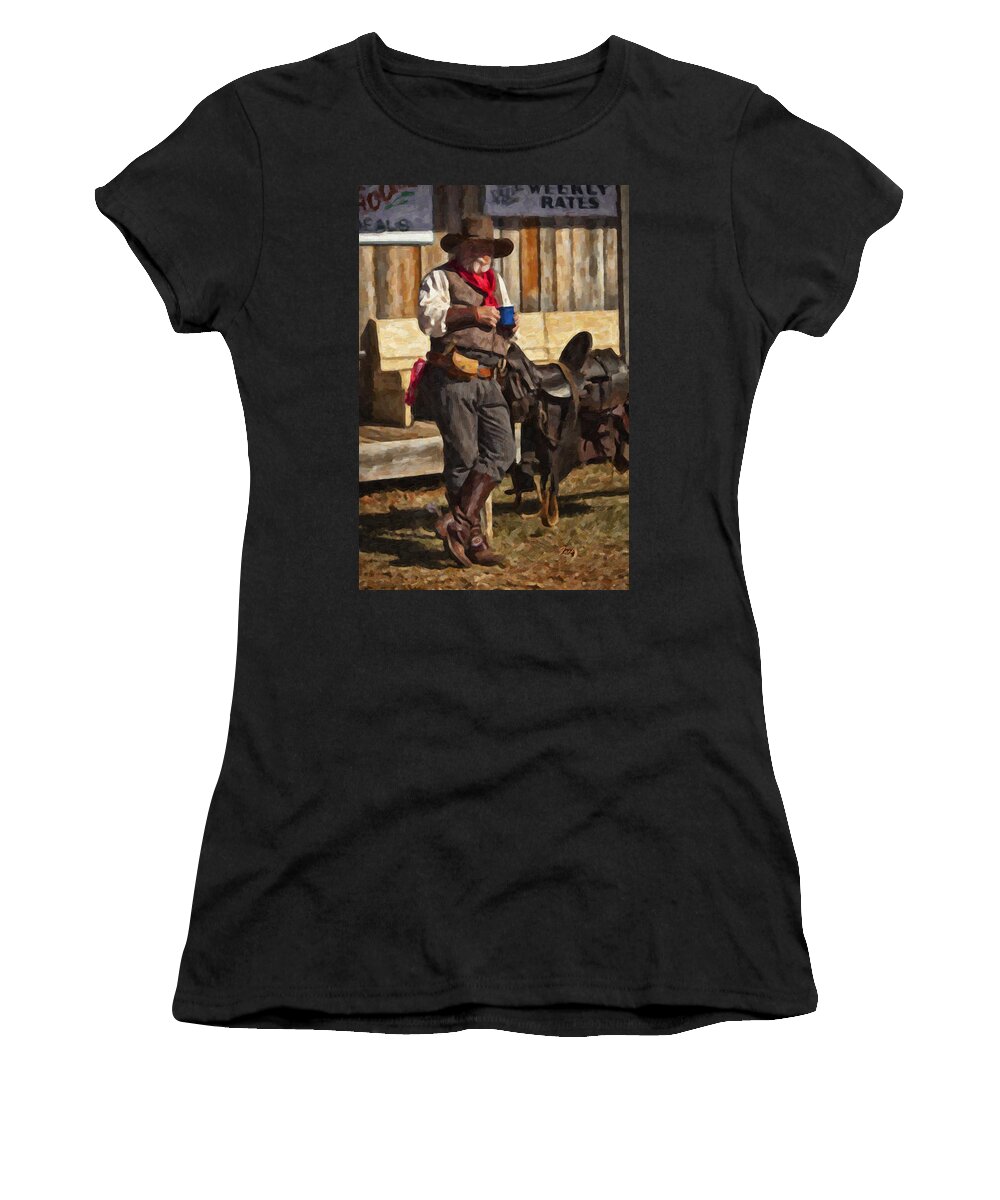 Cowboy Women's T-Shirt featuring the digital art Blue Cup by Jack Milchanowski