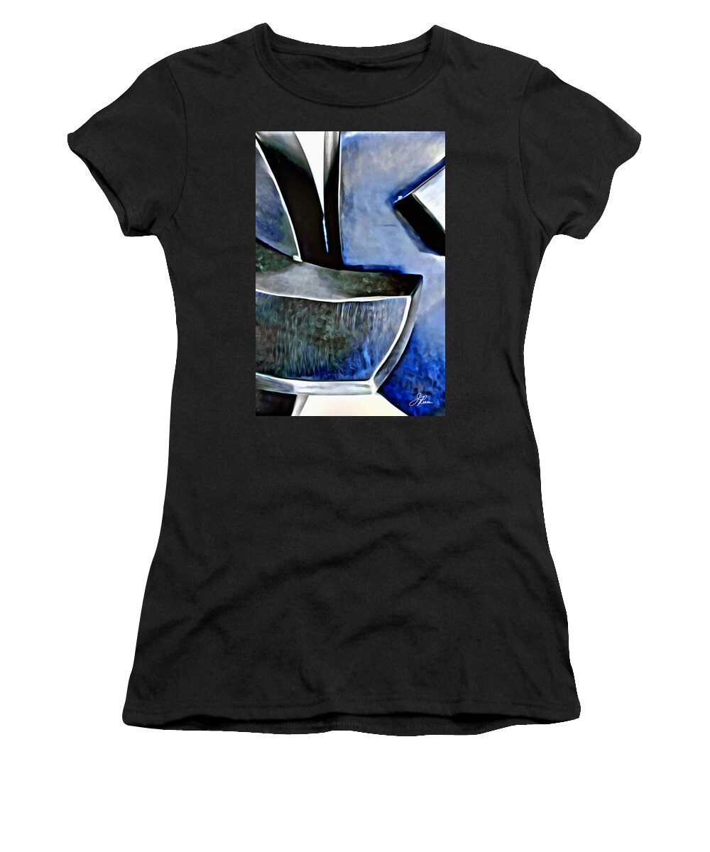 Blue Shapes Women's T-Shirt featuring the painting Blue Iron by Joan Reese