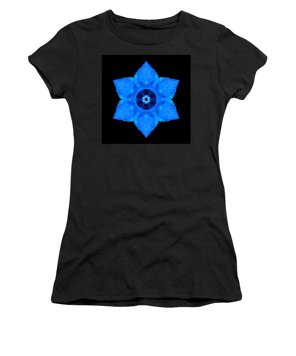 Flower Women's T-Shirt featuring the photograph Blue Pansy II Flower Mandala by David J Bookbinder