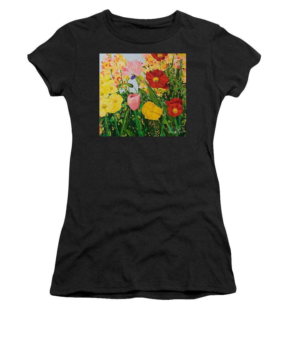 Landscape Women's T-Shirt featuring the painting Blue Skies and Sunshine by Allan P Friedlander