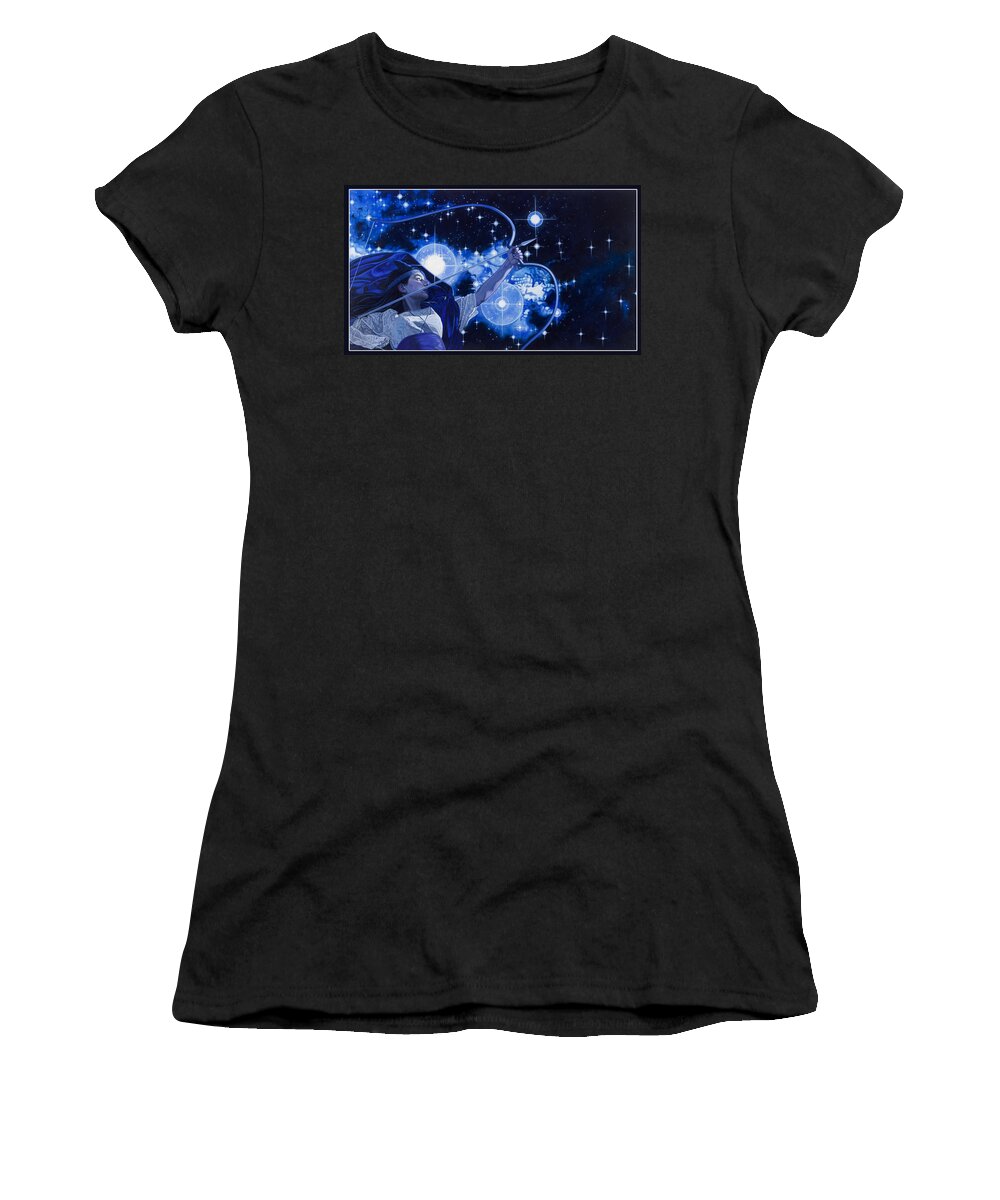 Whelan Women's T-Shirt featuring the painting Blue Stardust by Patrick Whelan