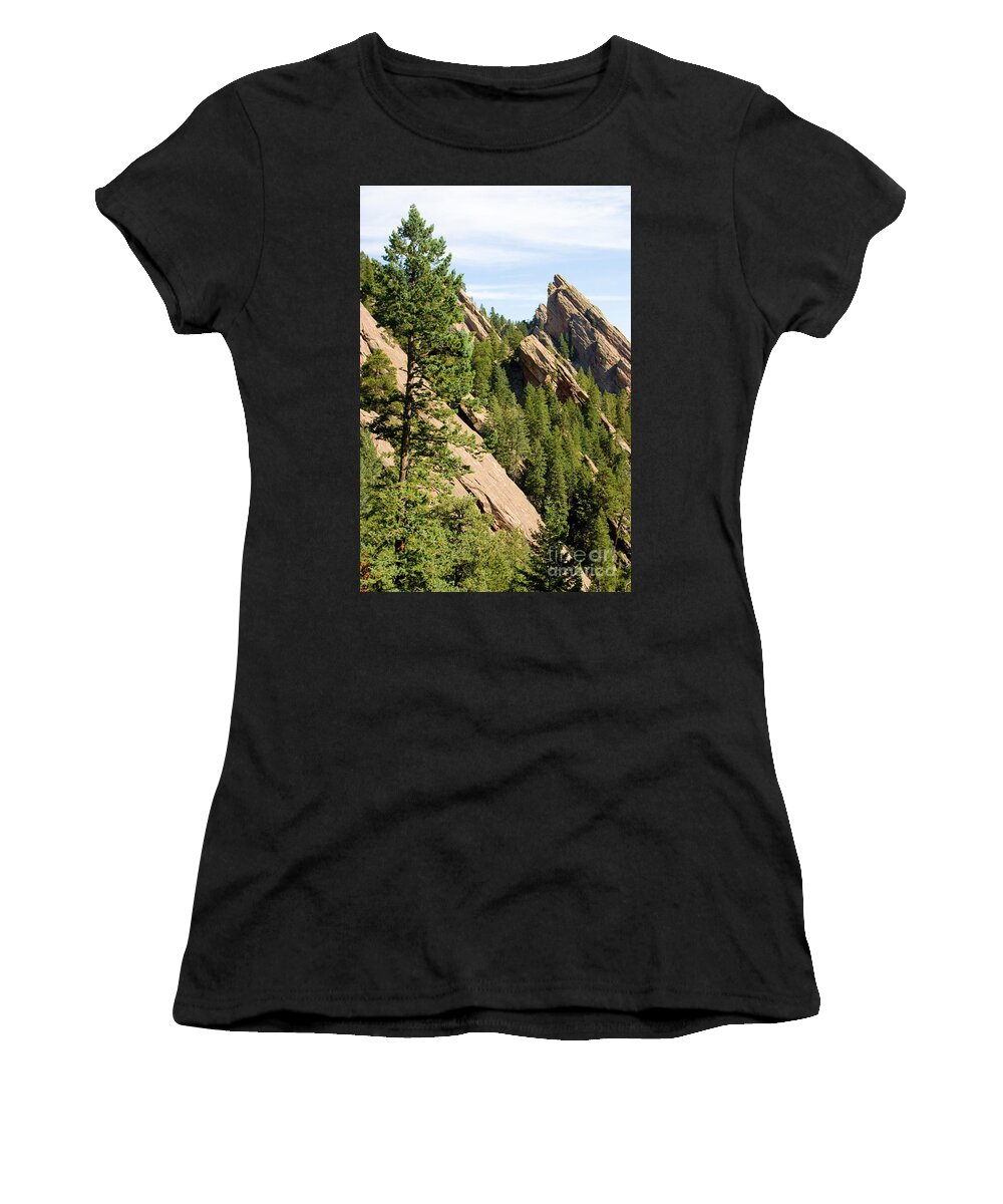 Flatirons Women's T-Shirt featuring the photograph Boulder Flatirons in Chautauqua Park by Steven Krull