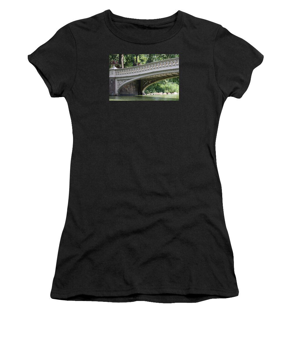 Bow Bridge Women's T-Shirt featuring the photograph Bow Bridge Texture - NYC by Christiane Schulze Art And Photography