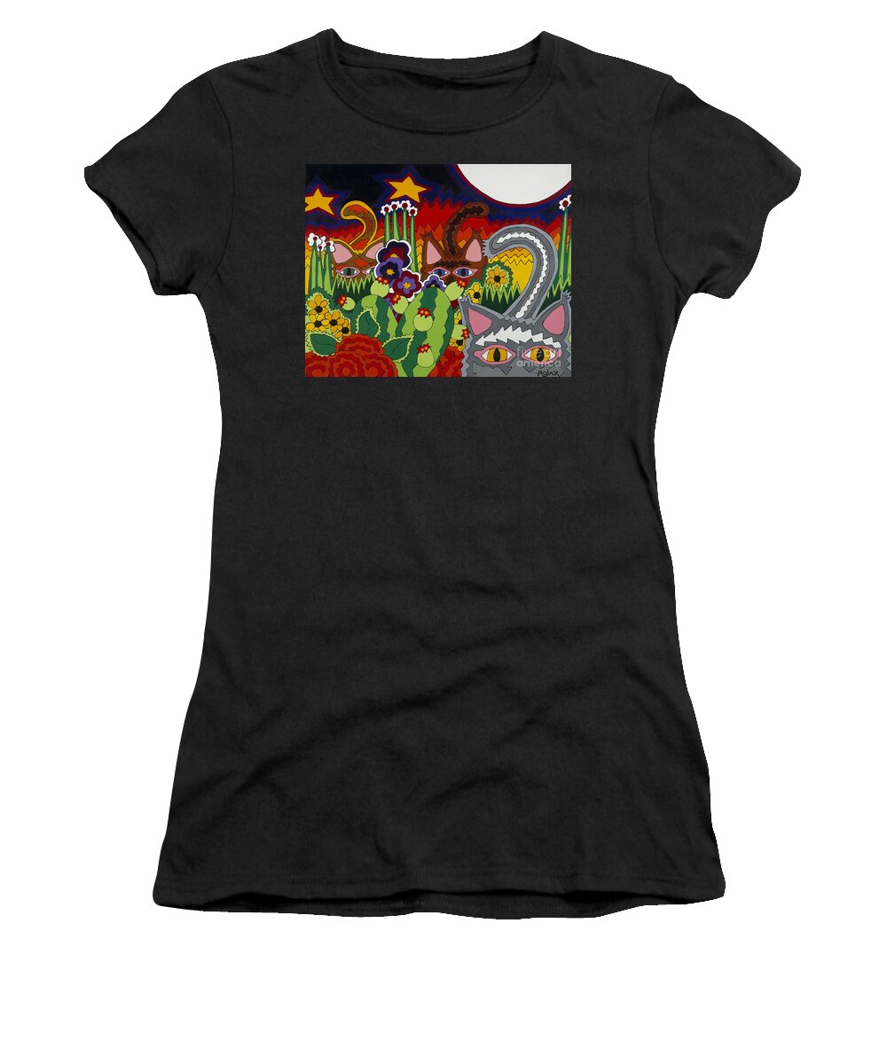 Cats Women's T-Shirt featuring the painting Boys Night Out by Rojax Art