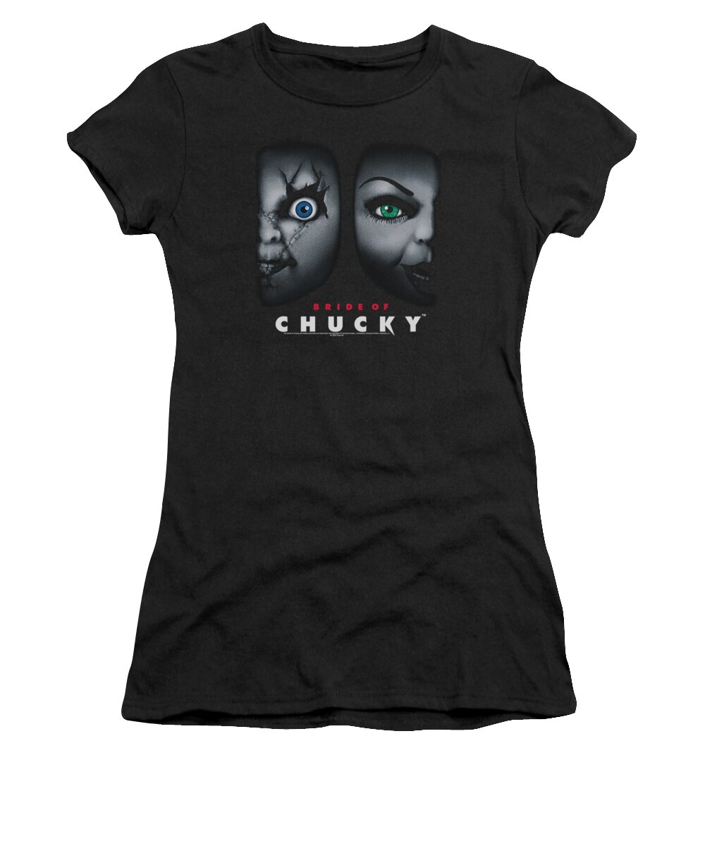 Bride Of Chucky Women's T-Shirt featuring the digital art Bride Of Chucky - Happy Couple by Brand A
