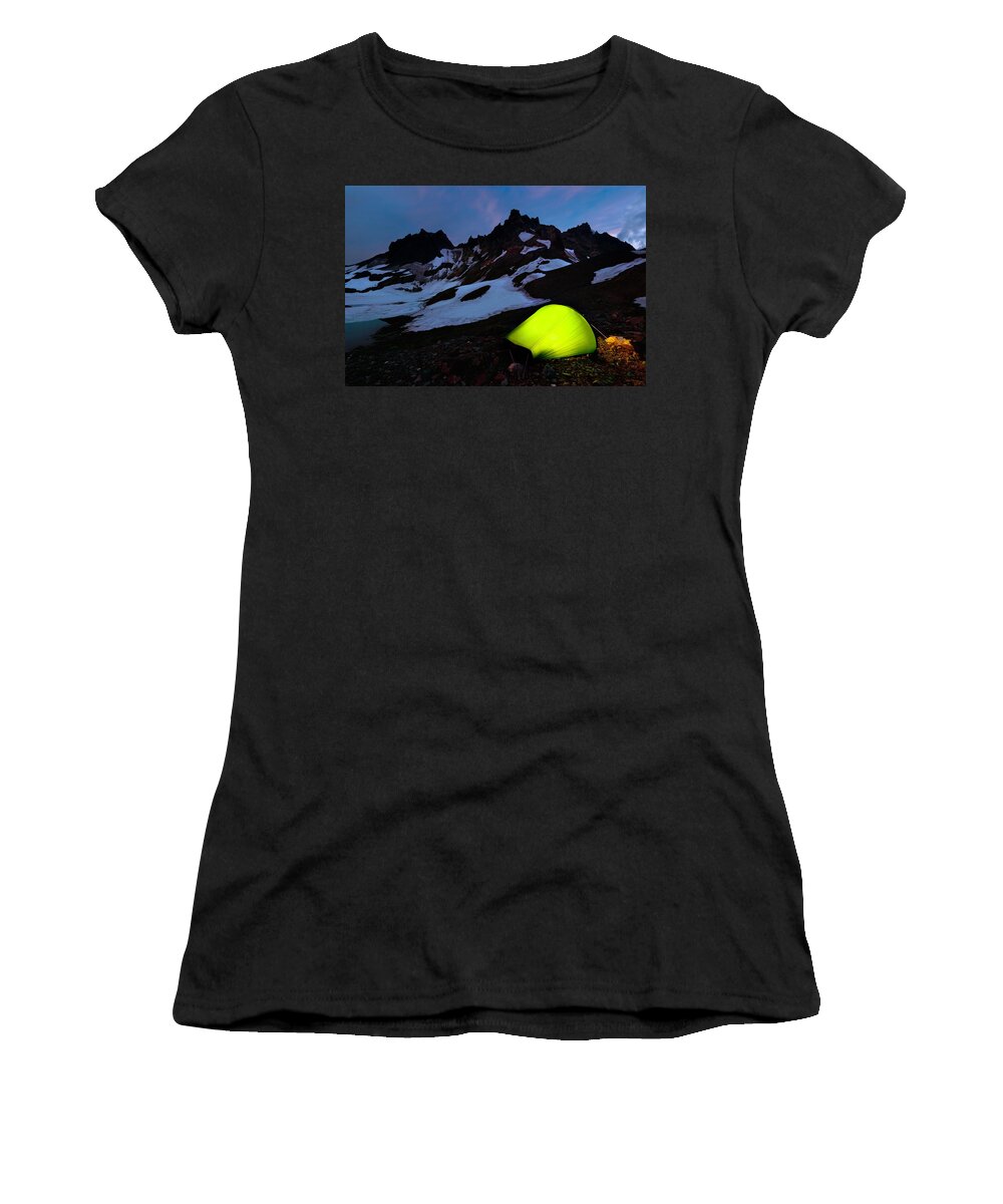 Broken To Mt. Women's T-Shirt featuring the photograph Broken Top Camp by Andrew Kumler