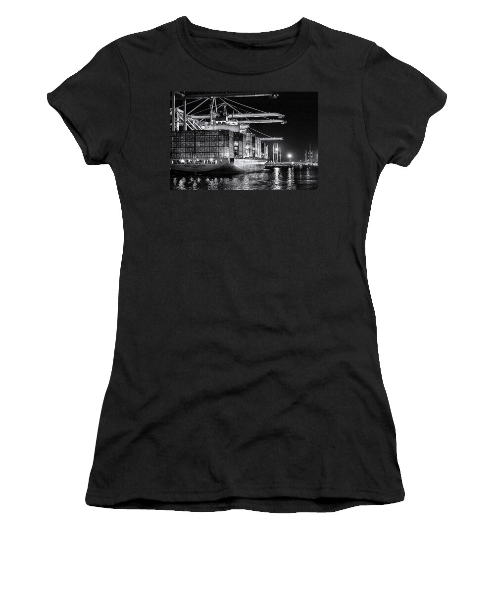 Port Of Long Beach Women's T-Shirt featuring the photograph Brooklyn Bridgebw By Denise Dube by Denise Dube