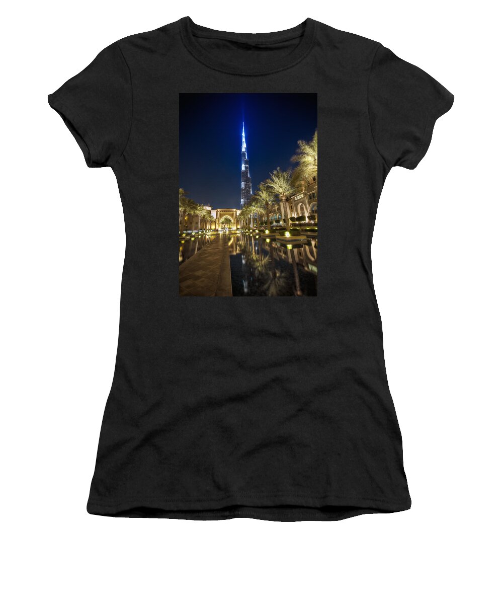 Asia Women's T-Shirt featuring the photograph Burj Khalifa Swoard by John Swartz