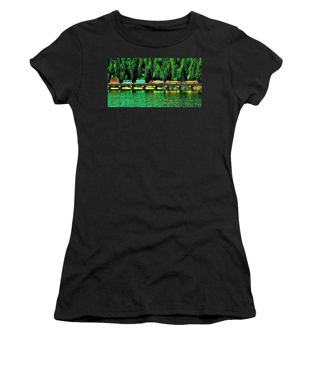 Train Women's T-Shirt featuring the photograph Burlington Northern by Benjamin Yeager