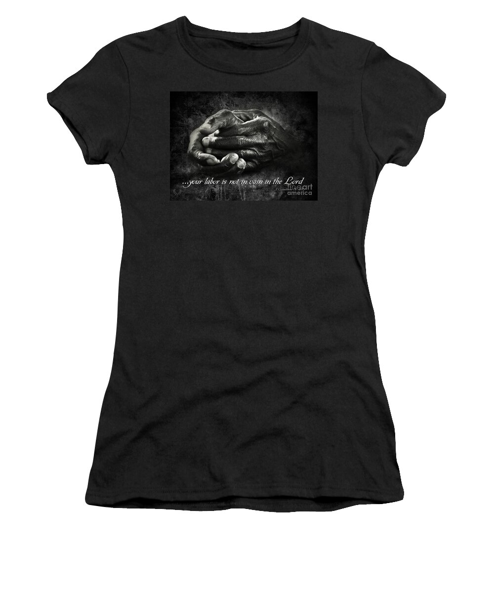 Memphis Women's T-Shirt featuring the photograph Bw Labor Not In Vain Hands by Dale Crum