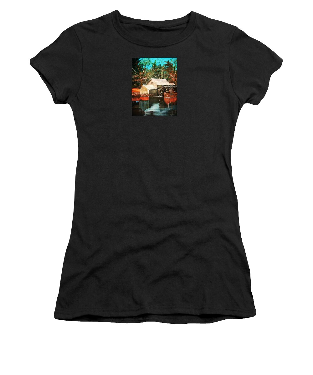 Watermill Women's T-Shirt featuring the painting By the Old Mill Stream by Al Brown