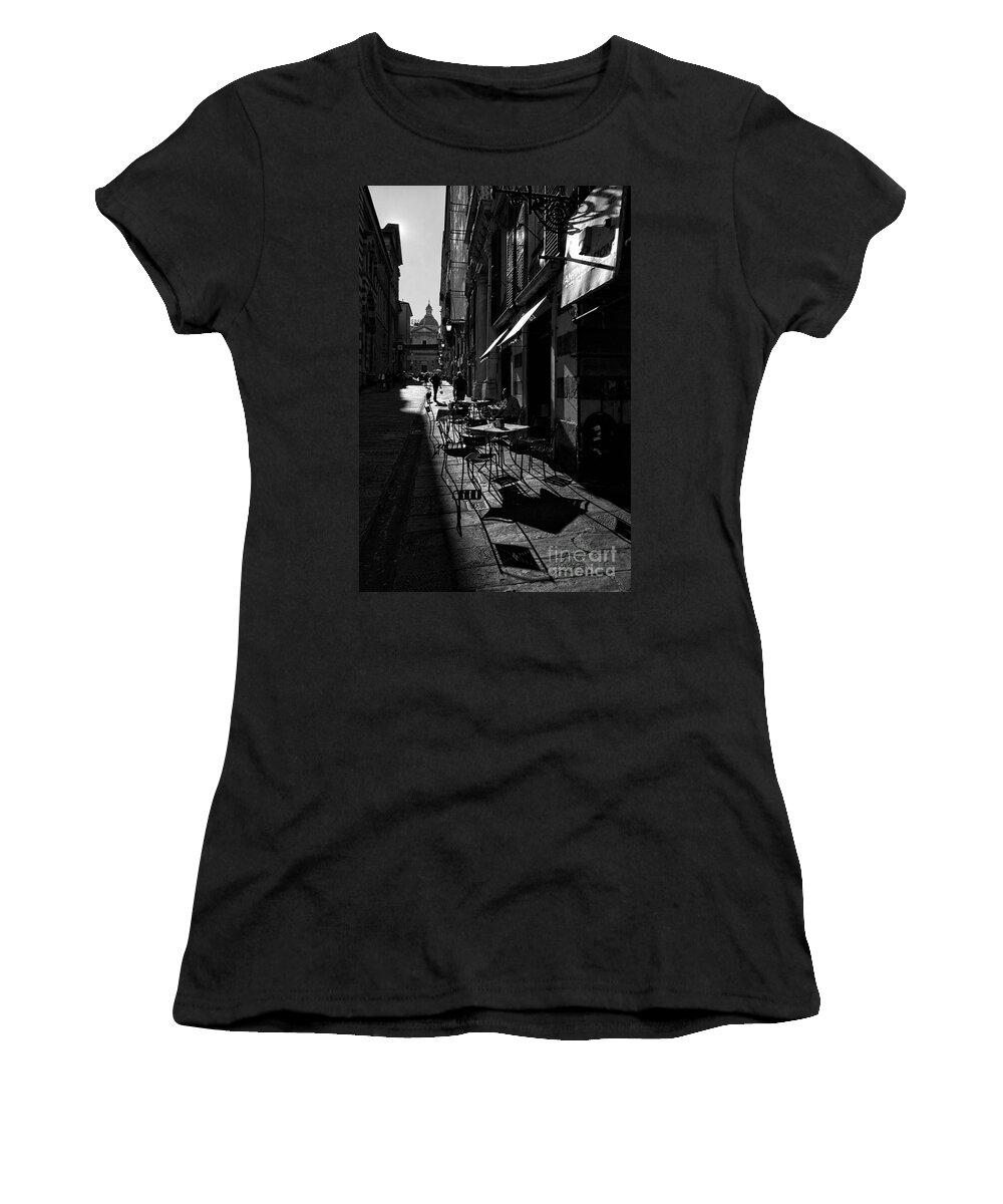 Genoa Women's T-Shirt featuring the photograph Cafe Shadows by Paul and Helen Woodford
