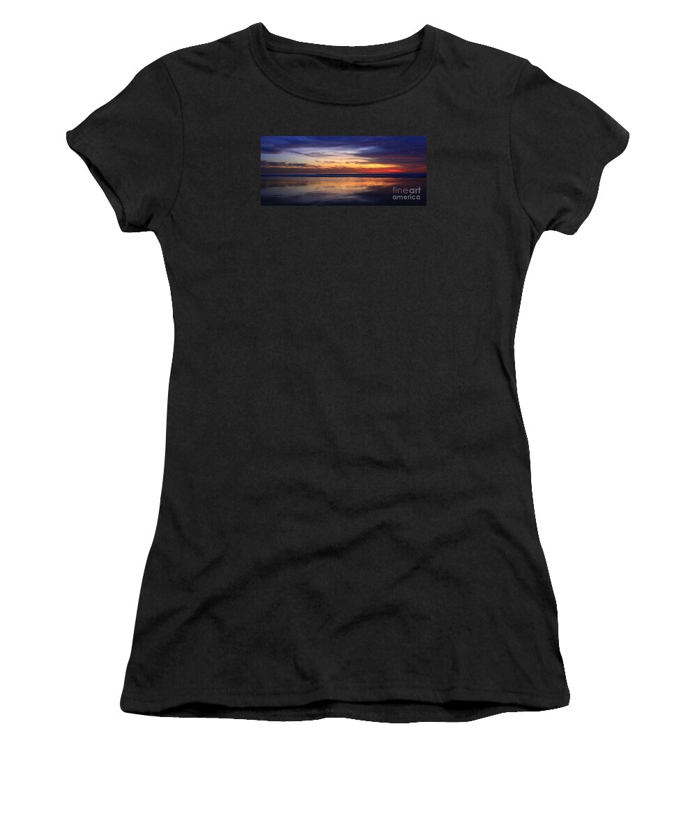 Panoramic Women's T-Shirt featuring the photograph Cardiff Twilight Reflections by John F Tsumas