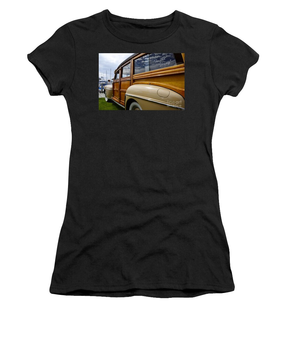 Car Women's T-Shirt featuring the photograph California Woodie Forever Young by Bob Christopher