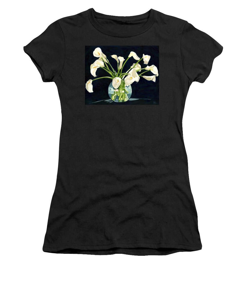 Calla Lily Women's T-Shirt featuring the painting Calla Lilies in Vase by Pauline Walsh Jacobson